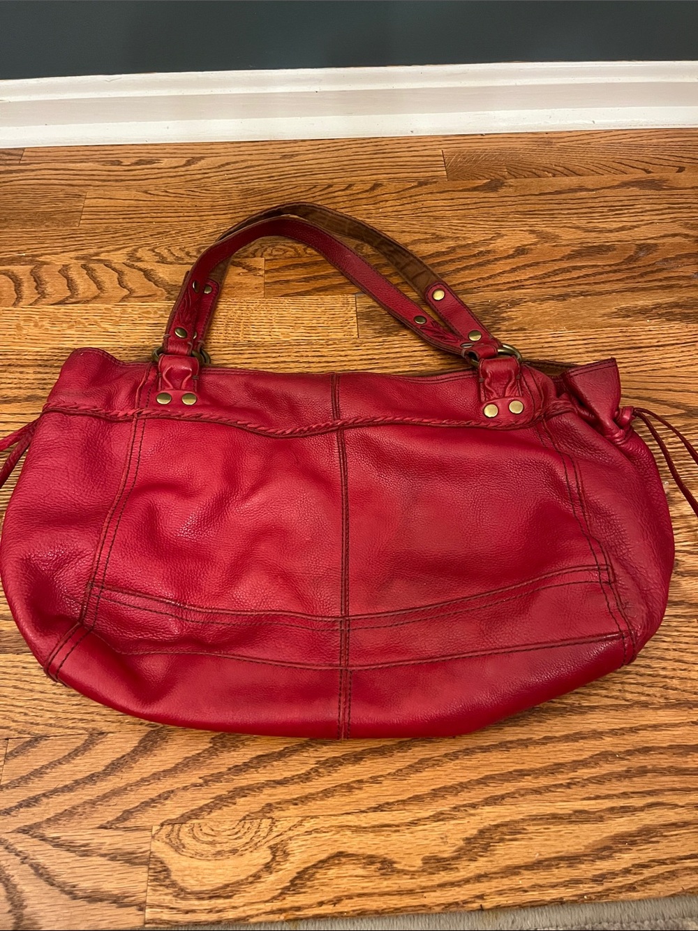 Vintage Red Lucky Brand pebbled leather hobo bag